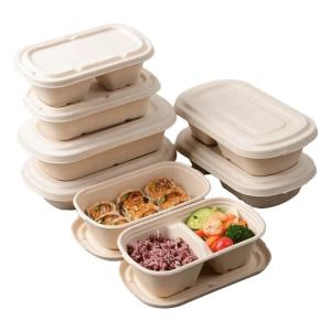 China Take Away Compostable Sugarcane Container Lunch 2 Compartment Food Containers wholesale