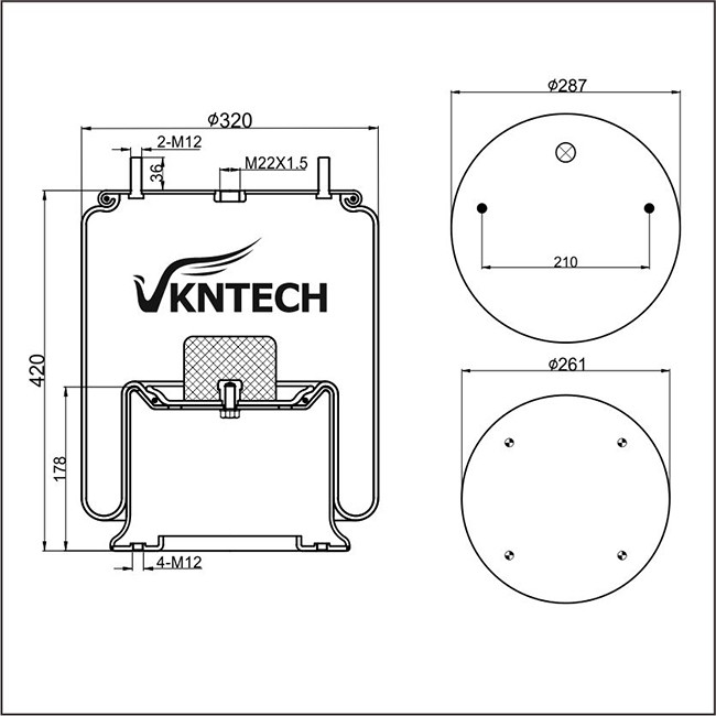 Gas Filled Mercedes Benz Air Spring Trailer Contitech 4028NP02 Firestone W01-968-8106 Goodyear 1R14-782 VKNTECH 1K8106