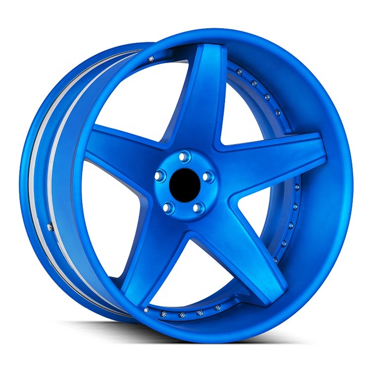 Deep Dish Lip Wheels 5 Spoke Aluminum Custom Forged Wheels 2 Pieces Forged Alloy Wheels For Sports Car
