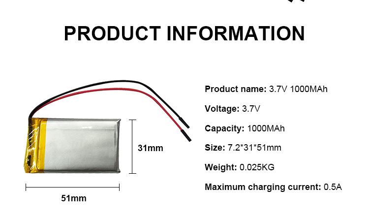 Power Lithium Polymer Battery 3.7v 1000mah LiPo Battery 703048