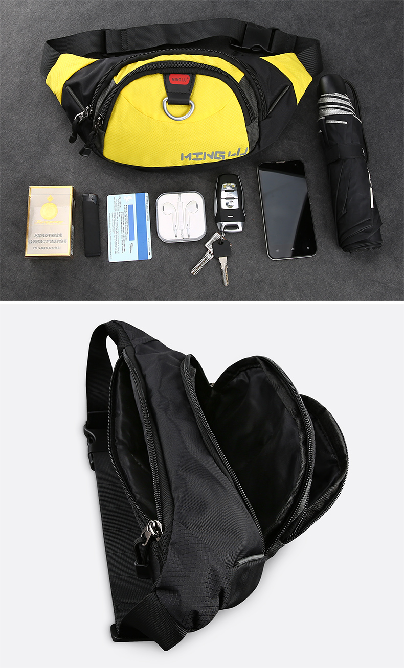 Red Yellow Women Designer Waterproof Waist Bag Solid Color Multi Storey