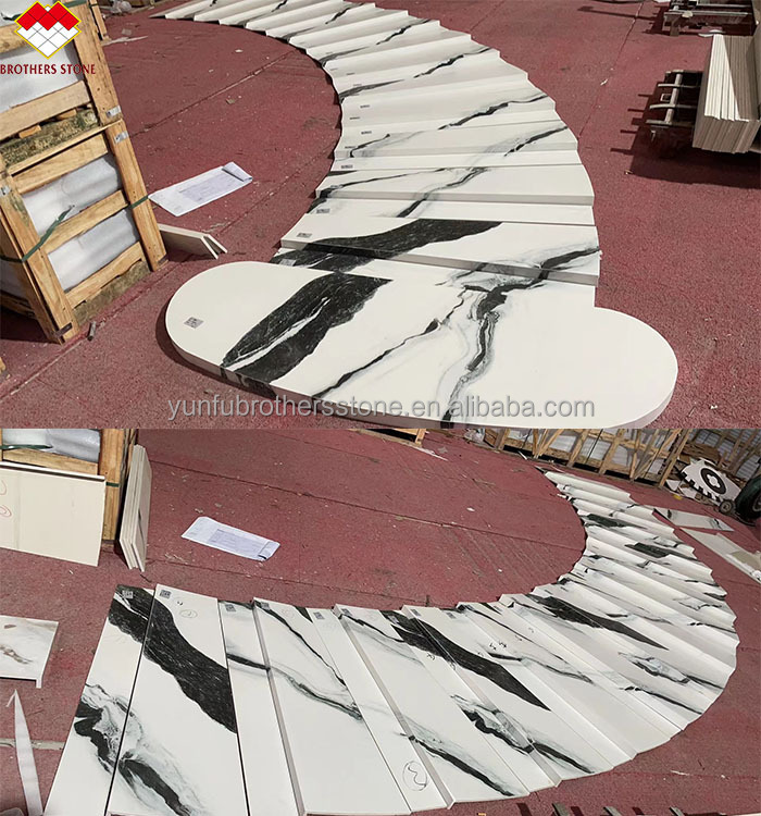 High Polished Modern Design Calacatta White Marble Stairs and Steps for Indoor Villa