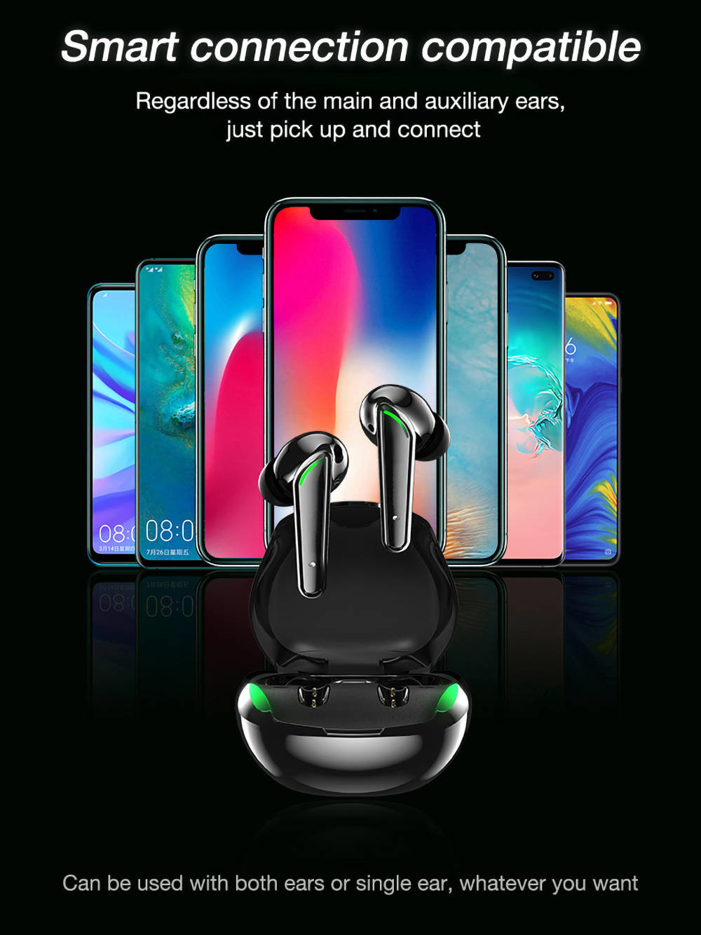 Microphone Wireless Gaming Earbuds 32Ω Impedance A2DP HiFi Sound For Iphone