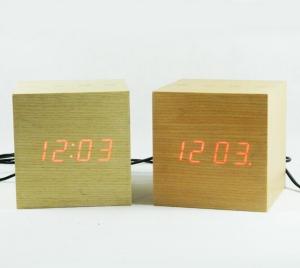 China LED digital wooden touch control desk clock wholesale