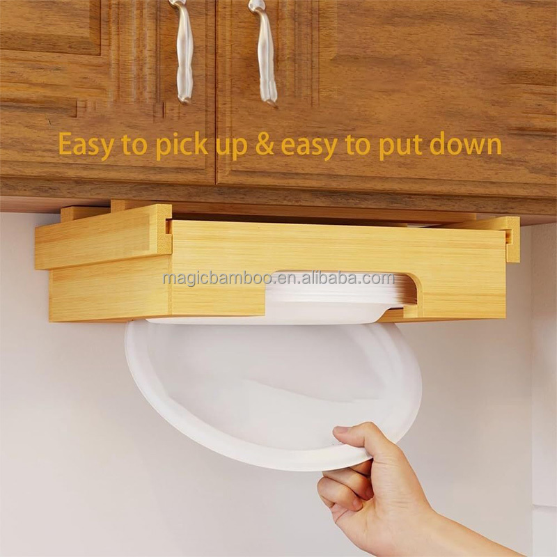 Tableware Type Dinnerware Bamboo Under Cabinet Paper Plate Dispenser for Your Kitchen