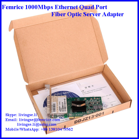 Femrice 1000Mbps Quad Port Network Card, SFP Slot Server NIC Network Card, LC Fiber