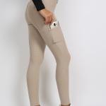 Anti Pilling Equestrian Leggings Khiki Riding Breeches With Phone Pocket