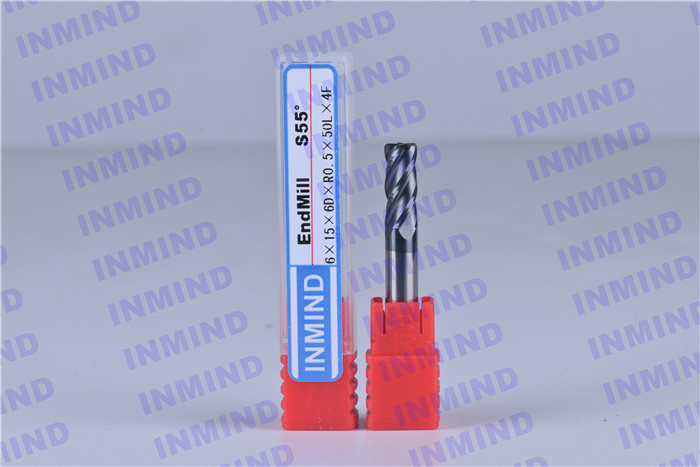 6 mm Diameter 4 Flute Corner Radius End Mill HRC55 0.5UM Grain Size