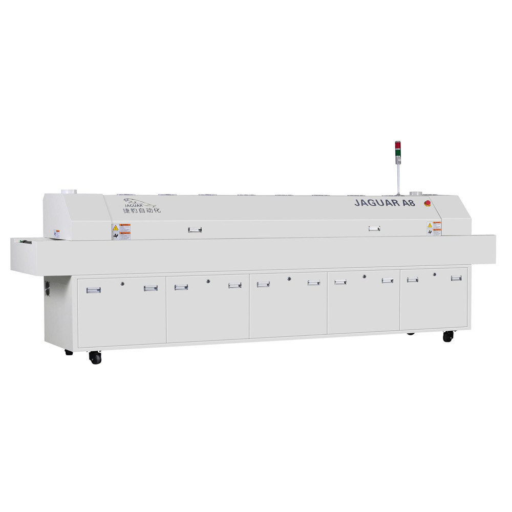 Forced Air Cooling Pcb Reflow Oven Automatic 8 Heating Zones 450mm Mesh Belt Width