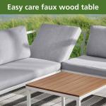Outdoor Furniture L Shape Sectional Sofa Plastic Teak Wood Corner Lounge Set for