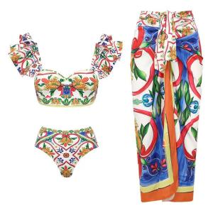 China Summer Season Three Piece Swimwear In Nylon Material For Women Size M wholesale