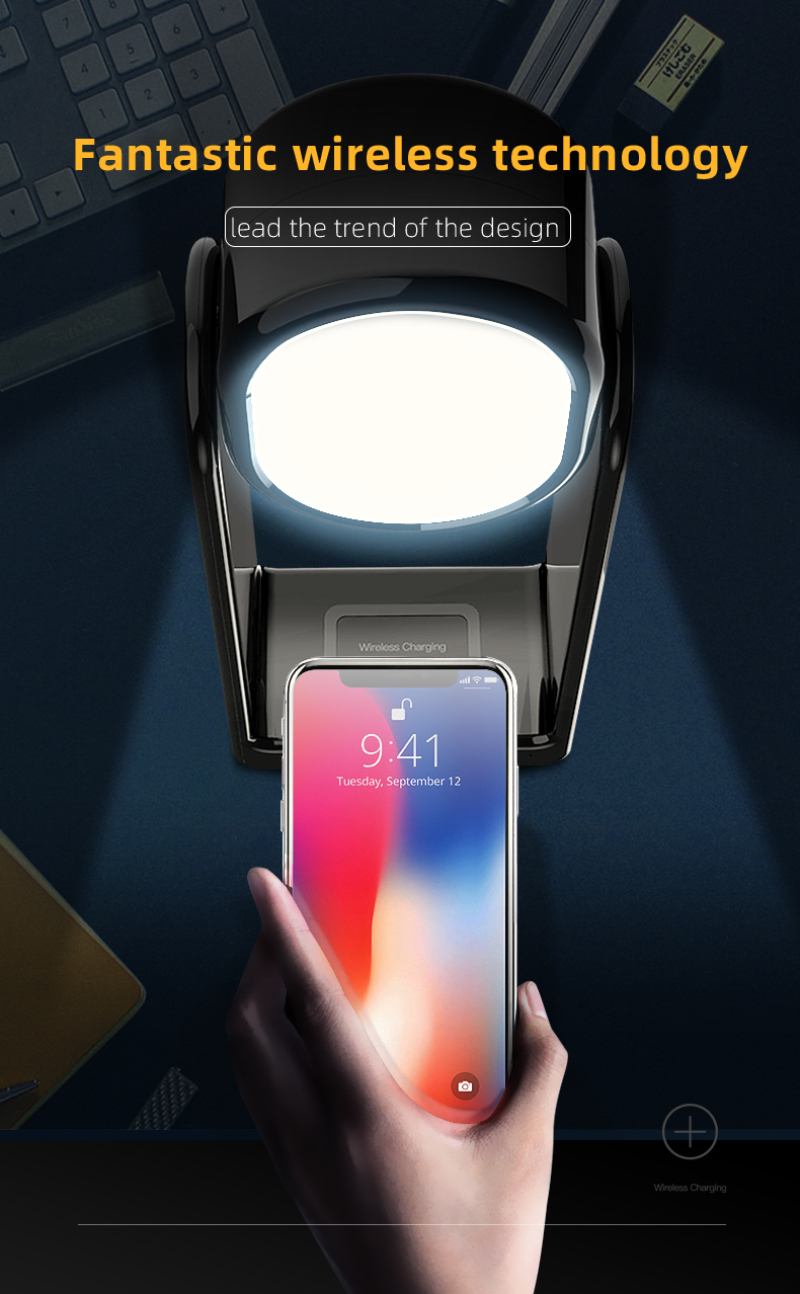 7.5W Fast Qi Wireless Charging Led Desk Lamp / 2700K Wireless Charging Pad Lamp