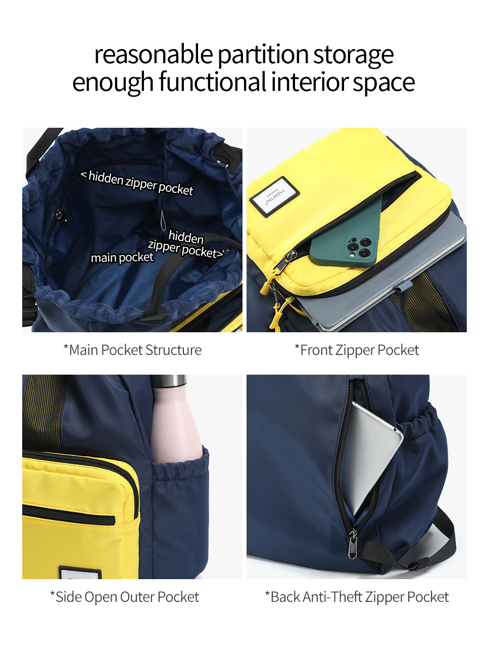 Eco Friendly Business Travel Backpacks Casual Outdoor Soft Multi Functional