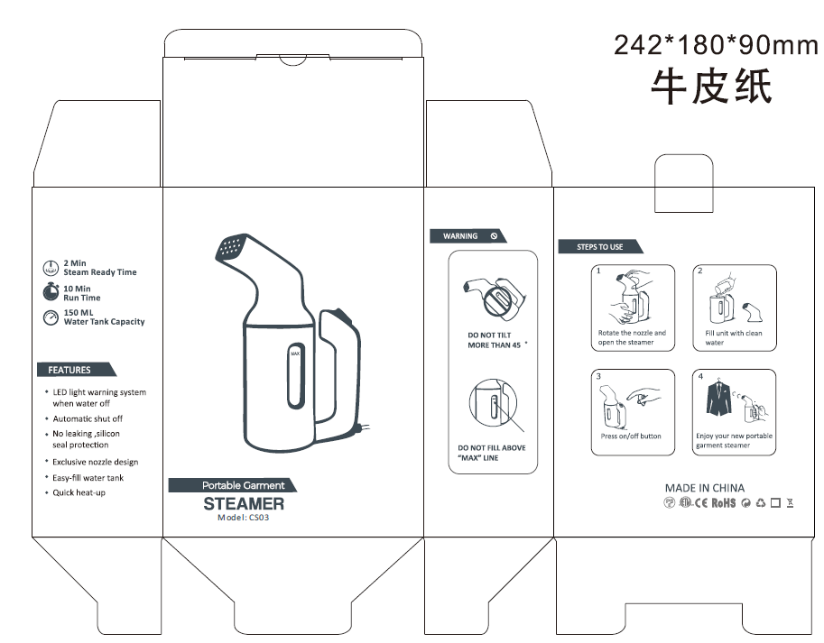 2018 CS03 150ml Portable Mini Handy Travel Garment Clothes Steamer with LED Warning Light