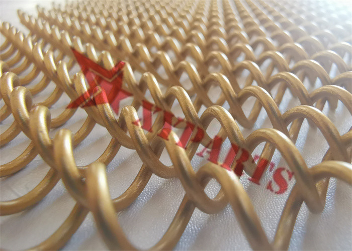 Gold Color Flexible Metal Coil Drapery Mesh For Hotel Room Hanging Divider