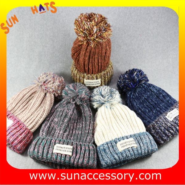 AK17014 Sun Accessory customized acrylic knitted hat and cap, logo can be sewing on the cap