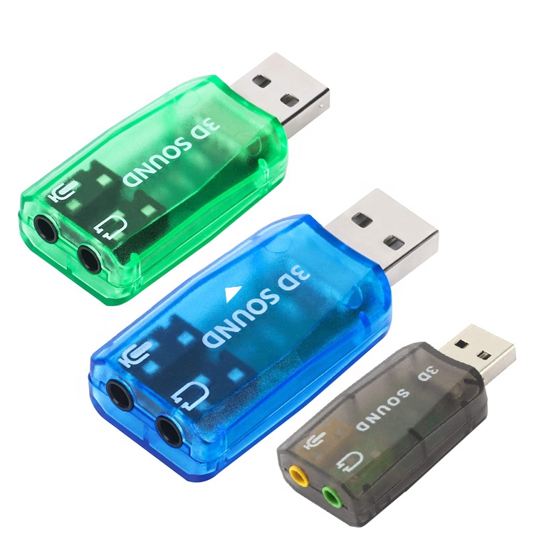 Plug and Play 5.1 External 3D Mic Stereo Studio Audio USB Interface Sound Card Adapter with 3.5mm Headphone