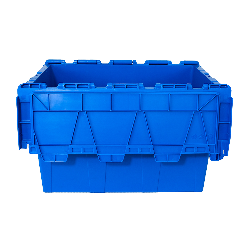 Customized Color Logistic Moving Turnover Attached Lid Crate for Stackable Container