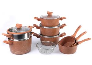China Hygienic Scratch Resistant 32cm Paint Aluminium Cookware Set wholesale