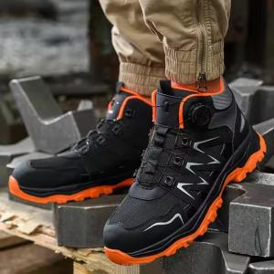 China Orange Microfiber Men's Safety Boots Steel Toe Kevlar Midsole Anti-smashing Work Boots wholesale