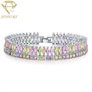 China Colorful Brass 7.3 Inches Diamond Women's Bracelets AAA Stone wholesale
