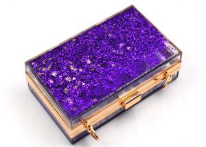 China Elegant Purple Transparent Box Clutch Bag , Women Clear Acrylic Handbags wholesale