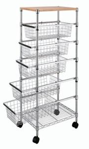 China Smooth 5 Adjustable Drawers Wire Utility Cart For Laundry , Kitchen , Office wholesale