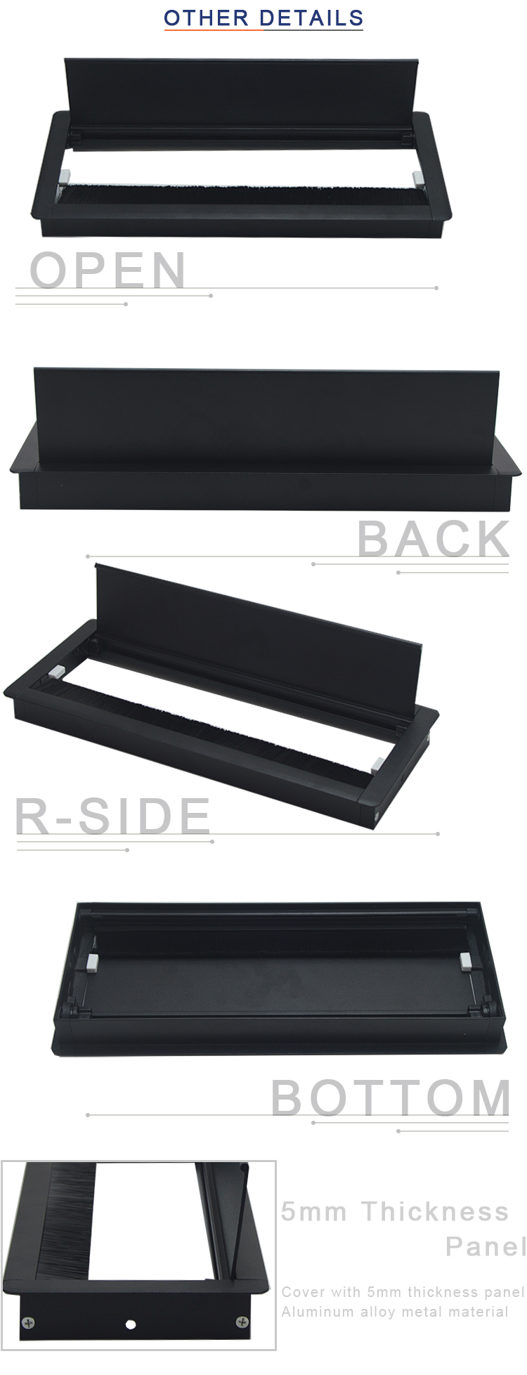aluminum alloy computer table wire cable grommet box