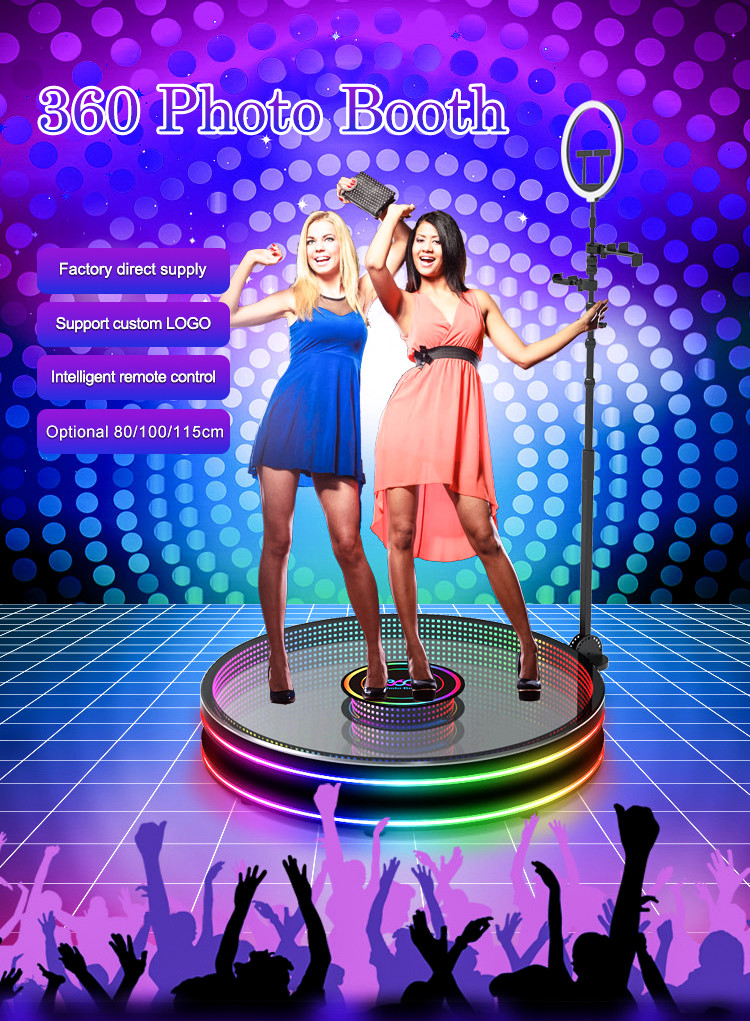 Tempered LED Glass 360 Camera Booth 360 Photo Booth With Ring Light Selfie Holders