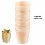 Eco Friendly Pine Wooden Mini Disposable Trifle Cups For Food Dessert 4.5cm