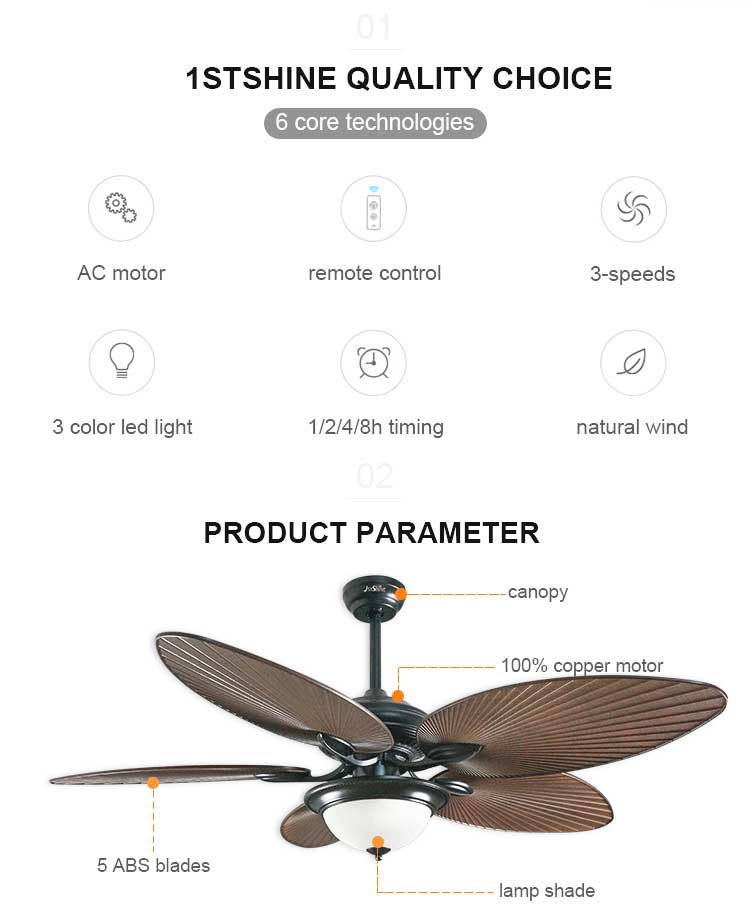 Hotel Decorative 56 Inch Ceiling Fan with Light and Remote Control in Traditional Style