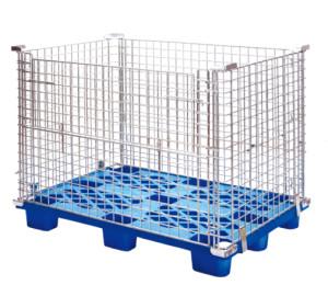 China Folding Metal Steel Warehouse Wire Mesh Storage Cage with Pallet wholesale
