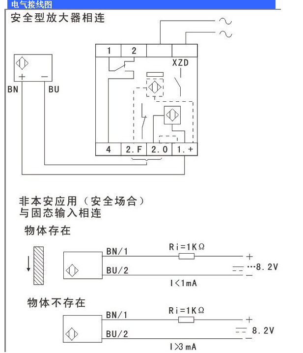 Namur Cylindrical Proximity Sensor , NC Flush Type Sensor 8.2V Cable Connection