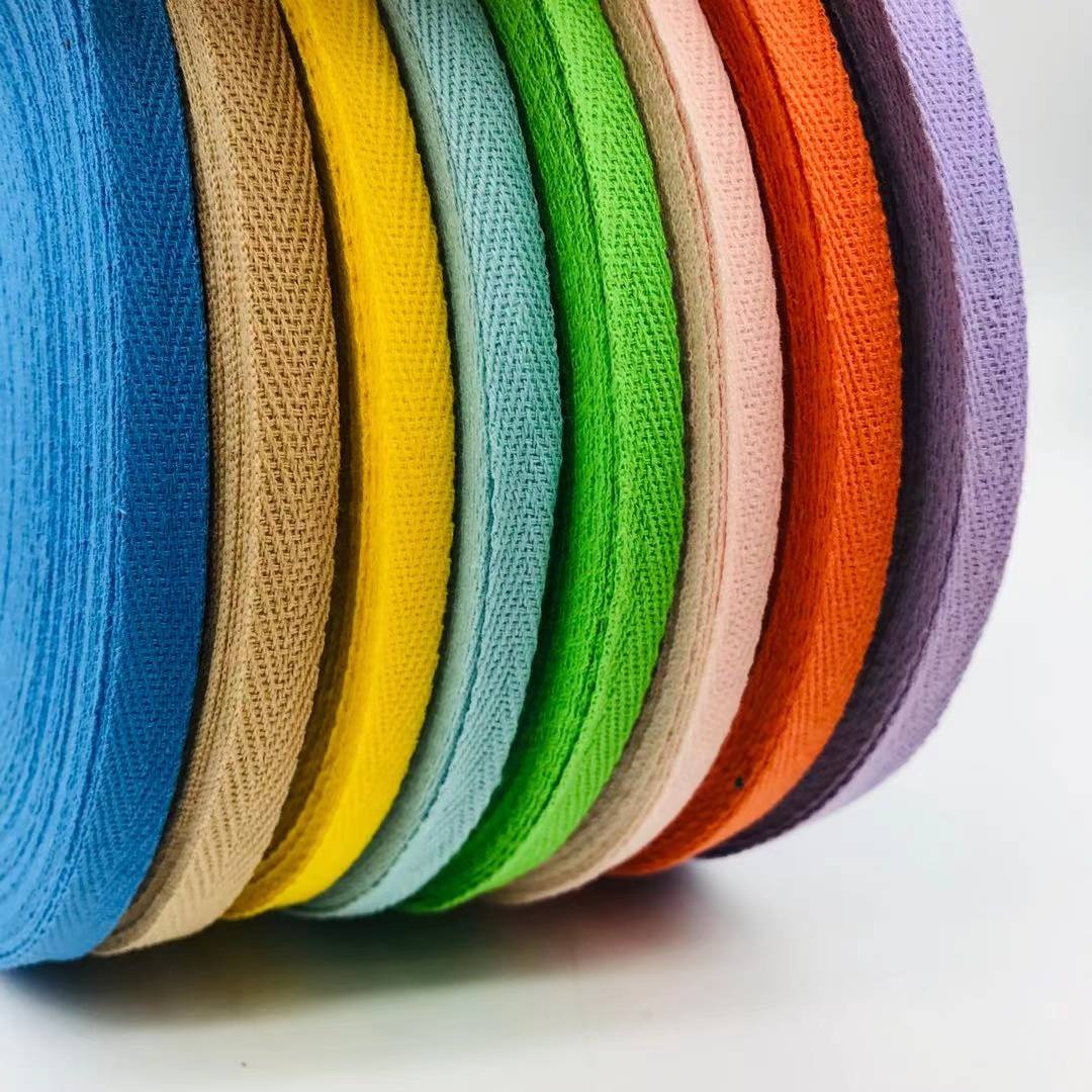 1/2 cm Multi Color Herringbone Tape Ribbons 100% Cotton Woven Ribbon Webbing For Clothing