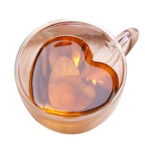 China Creative Lover Heart Shape Borosilicate Transparent Tea Cups wholesale