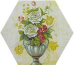 200 X 230 MM Hexagon Ceramic Tiles Modern Style Painting Flower Pattern