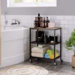 Wood And Stainless Steel Moveable Rolling Small Microwave Cart Trolley For