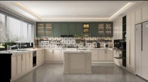 China Almond Rose Custom Stainless Steel Kitchen Cabinets Easy Clean Fadior Luxe Series wholesale