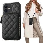 iPhone 12/12 Pro crossbody bag, RFID shielded PU leather strap bracket with card