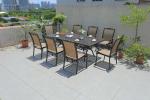 Black / Cream Rattan Aluminum Outdoor Dining Set