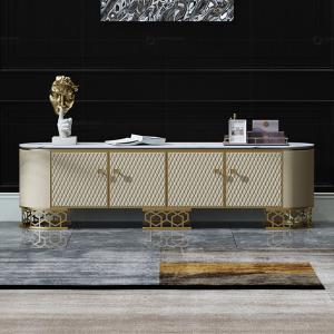 China Bone Inlay Stainless Steel TV Stand Cabinet White 2 Drawers wholesale