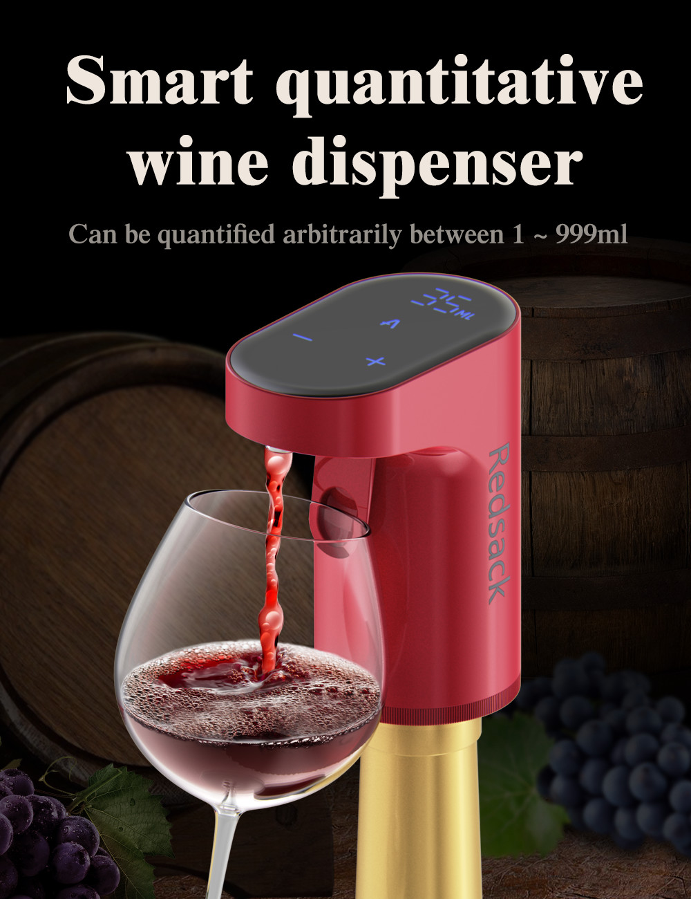 Intelligent Touch Screen Wine Dispenser With LED Display For Home Bars