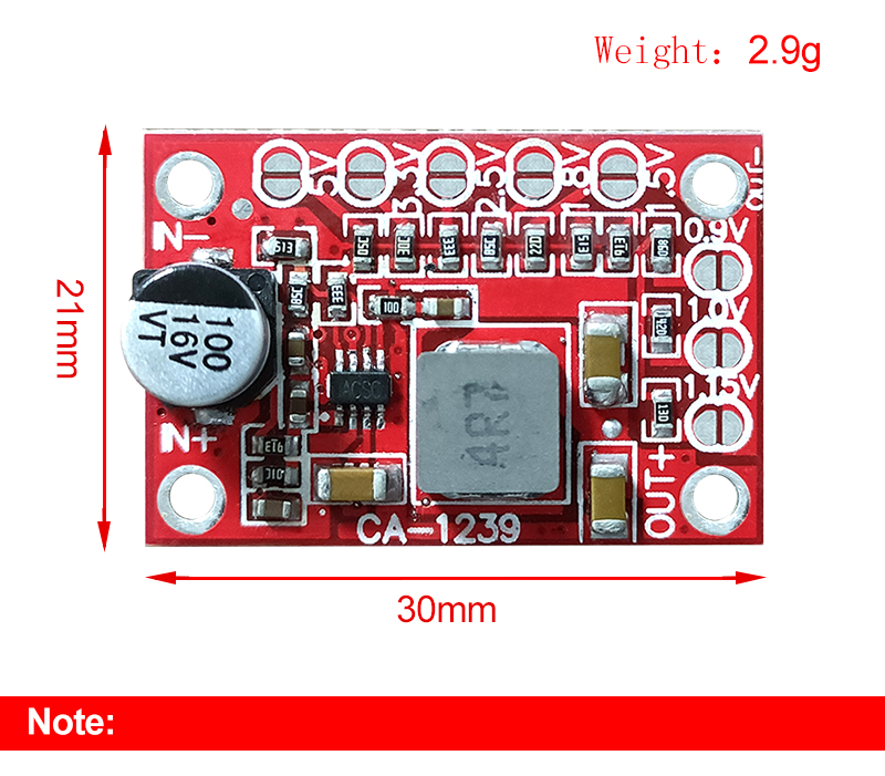 Step Down Power Module CA-1239 Adjustable Buck Converter 5-15V Input 1.25V/1.5V/1.8V/2.5V/3.3V/5V Output