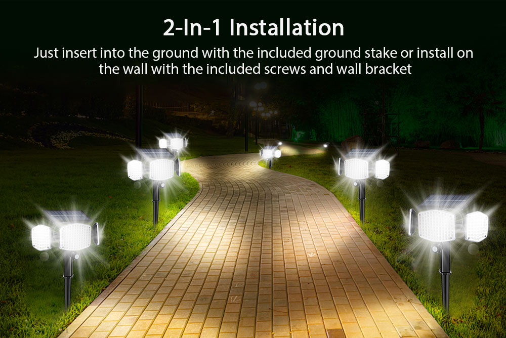 208LED 2500LM Solar Motion Sensor Wall Light 6500K ABS 7W