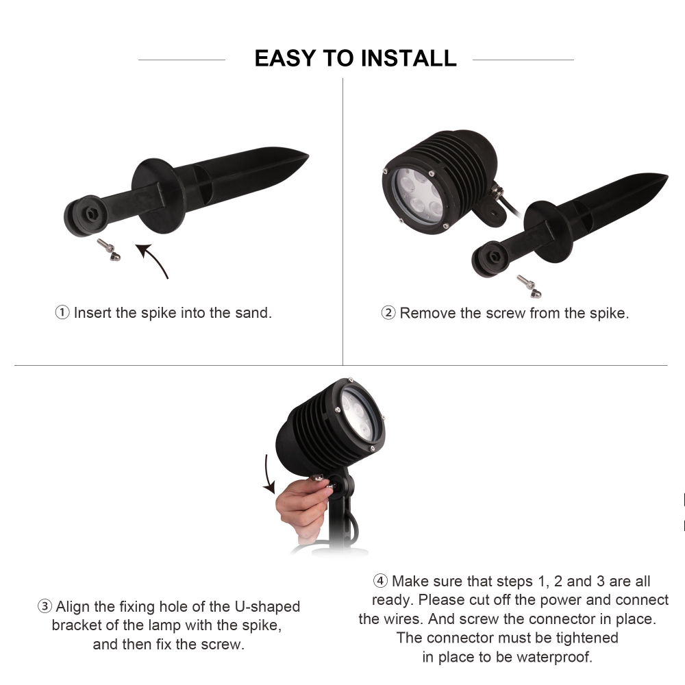 Adjustable Angle LED Garden Spot Light 2700k - 6500k IP65 Outdoor Tree Light Projector