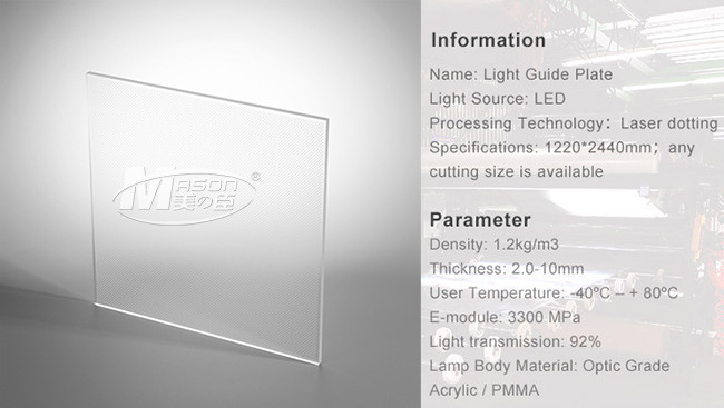 Laser Dot Plexiglass LGP Acrylic Light Guide Plate With High Light Output