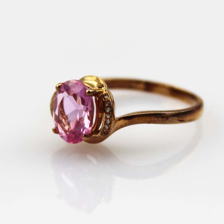 18k Rose Gold Plated Silver 7x9mm Oval Created Ruby Gemstone Ring (T64)
