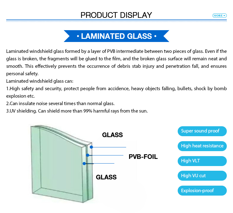 Fashion Building 3300*2140mm Pvb Film 0.38-3.8mm Laminated Glass For Curtain Wall
