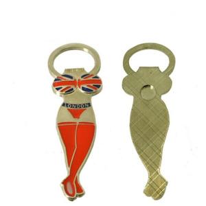 China Custom LONDON Security Lady Souvenir Gift Guitar Shape Metal Fridge Magnet Beer Bottle Opener, Embossed Logo wholesale