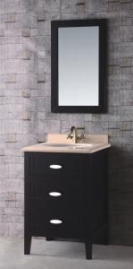 China Single Sink Narrow Bathroom Floor Cabinet Solid Wood With Three Drawers wholesale
